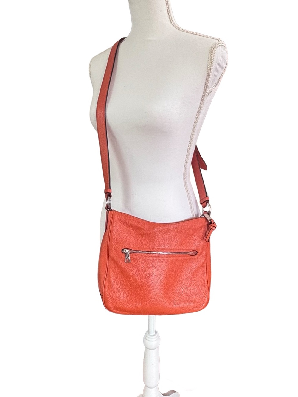 Coach Pebbled Leather Crossbody Bag in Orange - Picture 5 of 7